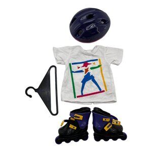 American Girl Rollerblade Outfit Set With Helmet Shirt Skates Hanger